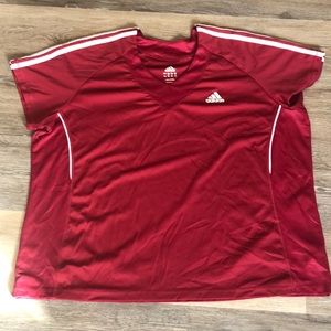 Adidas, Athletic Shirt, Red/White, Size 3X, Plus Size, V Neck